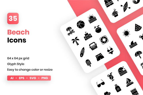 Beach Glyph Icon Set: A Versatile Tool for Your Creative Projects