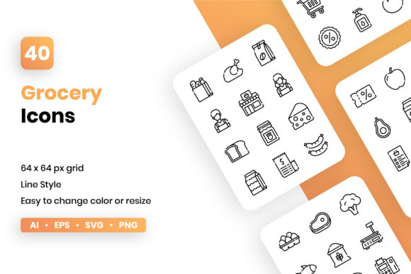 Enhance Your Designs with Grocery Line Icon Set
