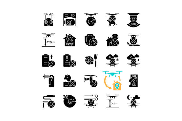 Enhancing Drone Operations with the Drone Usage Black Glyph Manual Label Set