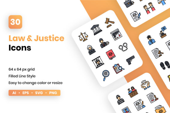Law and Justice Filled Line Icon Set: A Comprehensive Guide