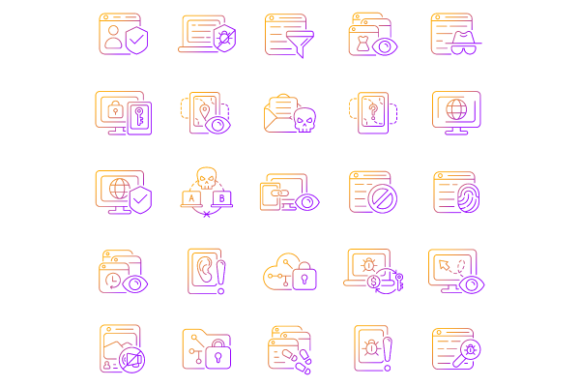 Online Surveillance Icons Bundle: Visualizing Digital Privacy and Security