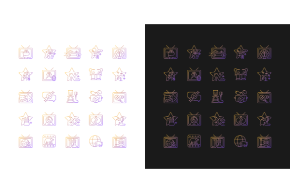 TV Show Gradient Icons Set for Modern UI Design