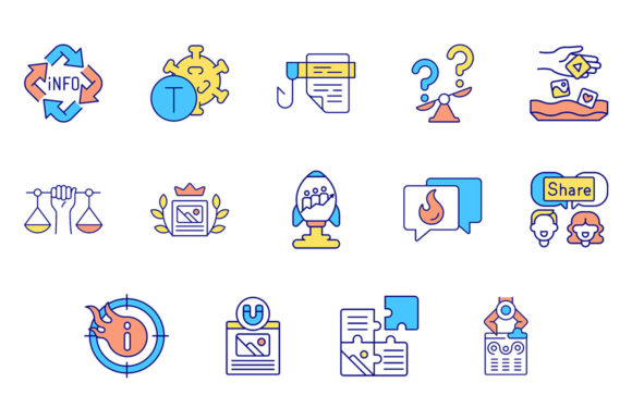 Viral Marketing RGB Color Icons Set Guide