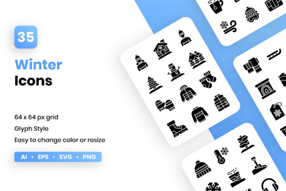 Winter Glyph Icon Set: Elevate Your Design with Seasonal Elegance